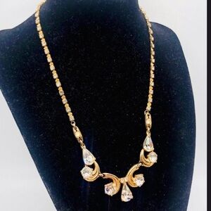 Vintage BOGOFF Rhinestone Gold Plated Designer Necklace 19” Long